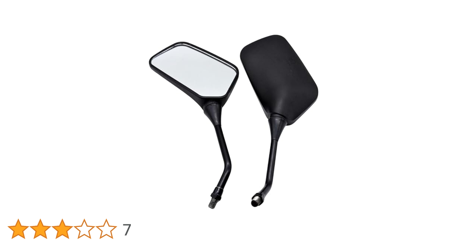 Mellows®広角バイクミラー　マットブラックタイプ　左右セット１０ｍｍ正ネジ バイクミラー スクエア M10 正ネジ 広角鏡 薄型 角形 マット